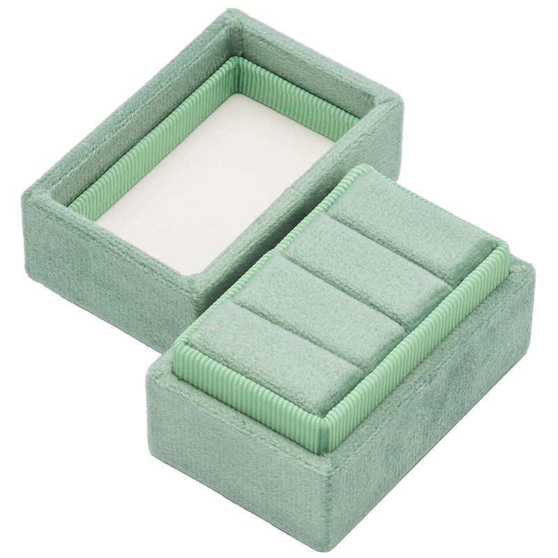 Giftop Rectangle Velvet Ring Box Storage 3 Slots for Wedding
