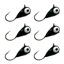 Reaction Tackle Tungsten Ice Jigs - 5mm - Black w/Glow Spots