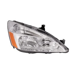 HEADLIGHTSDEPOT Chrome Housing Halogen Headlight Compatible With Honda Accord 2003-2007 Includes Right Passenger Side Headlamp