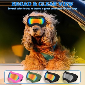 Large Dog Sunglasses Dog Goggles Pet Glasses Pet Eyewear with Adjustable Strap, Glasses for Medium Large Dog Swimming Skating Glasses Windproof Dustproof UV Proof (Black-Colorful)