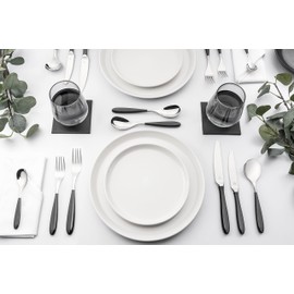 Grunwerg Yin & Yang Table Forks 2TAF650BK, 18/10 Stainless Steel, Set of 2, Black