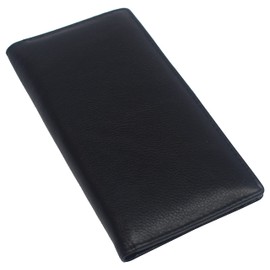 MARSHAL Genuine Leather Checkbook Cover Wallet Organizer with Credit Card Holder (Black)