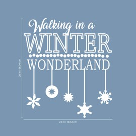 Vinyl Wall Art Decal - Walking in A Winter Wonderland - 26" x 23" - Christmas Holiday Seasonal Sticker - Indoor Home Apartment Office Wall Door Bedroom Workplace Decor Decals (26" x 23"; White)