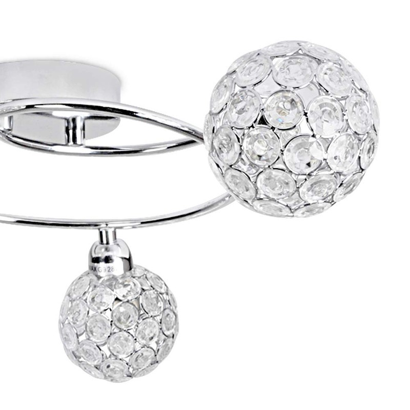 MiniSun Contemporary 3 Way Silver Chrome Swirl Design Flush Ceiling