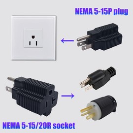 TEWOXIN 5 pcs NEMA 5-15P to 5-20R 3-Prong Adapter