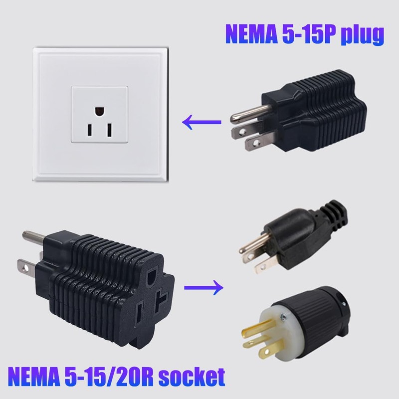 TEWOXIN 5 pcs NEMA 5-15P to 5-20R 3-Prong Adapter