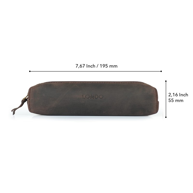 Londo Genuine Leather Zipper Pen, Pencil & Cosmetic Case (One