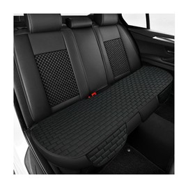 Gdnecad Car Front Seat Cover, Anti-Slip Bottom Auto Seat Cushion Pad Comfortable Cover with Storage Pocket, Breathable Linen Front Seats Protector for Most Cars Trucks SUVs (Black, Rear Seat)
