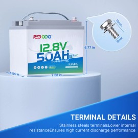 Redodo 12V 50Ah Bluetooth LiFePO4 Battery with Low Temp Protection for Marine