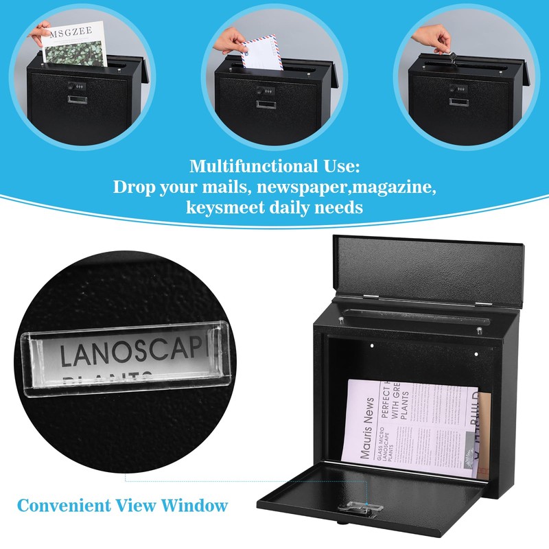 xydled Mail Boxes with Combination Lock,Locking Mailbox Wall Mounted,Security Metal