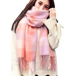 Tuopuda Women's Scarf Checked Pashmina XXL Stoles Oversized Autumn Scarf Winter Scarf Checked Tartan Shoulder Scarf Plaid Blanket Scarf Fashion Scarf Soft Warm Oversized Fringe Poncho, N