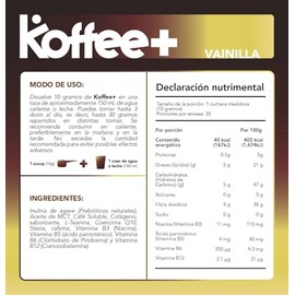 Koffee+ Sabor Vainilla Mezcla de Café con Colágeno Hidrolizado, MCT y L-Teanina | Energía Equilibrada y Enfoque | Sin Azúcar, con Inulina de Agave y C