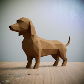 Dackel, Yona DIY Papercraft Kit, Hund papiermodell, 3D Origami Kit von Hand zusammenzubauen, Heimdekoration, Geschenk, Origami 3D, Papier Handwerk, Puzzle 3D，Dachshund black.