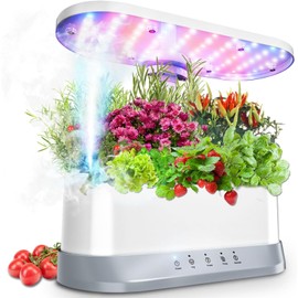 SLARY Hydroponics Growing System Mist Humidifier, 11 Pods Indoor Garden Plant Germination Kit with LED Full Spectrum Grow Light, Auto Timer, Adjustable Height Smart Hydrophonic Planter