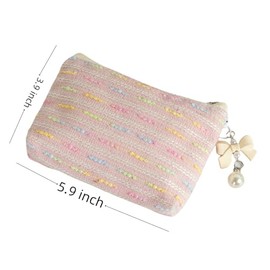 Bolsa de almacenamiento para monederos, pequeña bolsa de tela con cremallera, bolsa de cosméticos de viaje, mini billetera de bolsillo para niñas y mu