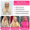 LICHANG 28 Inch 613 Lace Front Wig Human Hair Blonde