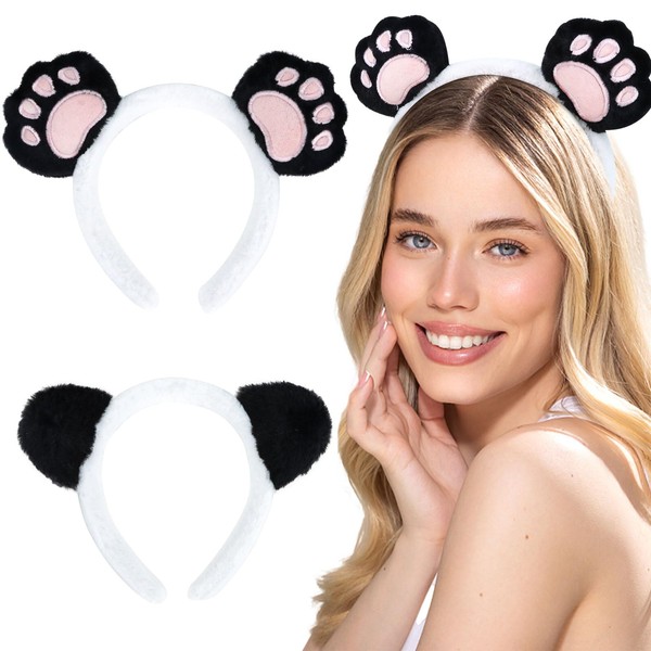 CURASA 2pcs Cute Headbands for Women Girls Panda Headband for