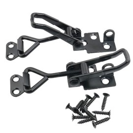 Toggle Latch Clamp ITROLLE 2 PCS Black Small Adjustable Metal Heavy Duty Quick Release Hasp Latch with Screws Holding Capacity Catch Kit for Gate Cabinet Door Box Case Pull Action Latch