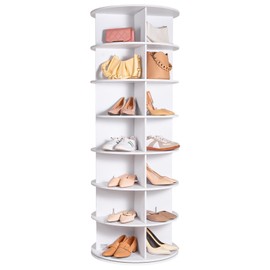 VEVOR VEVOR 7 Tiers Rotating Shoe Rack Tower, 360Spinning Shoe Display, Revolving Shoe Rack Storage Round Carousel, Lazy Susan Shoe Rack Organizer, Ideal for Bedroom, Living Room, Entryway, White