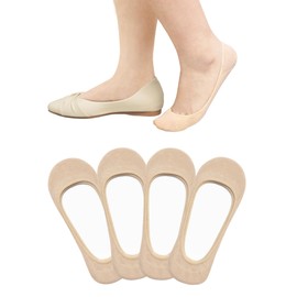 SIXDAYSOX 4 Pairs Ultra Low Cut Non Slip Socks Moisture Wicking Womens Invisible No Show Socks for Flats Size 9-11