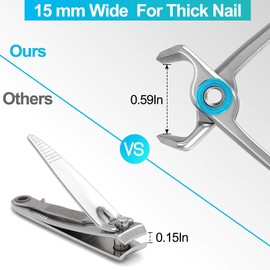  Vepkuso Wide Nail Clippers Oversize Stainless Steel Nail File Nail File Extra Large Nails Toe Trimmer for Men and Women Silver