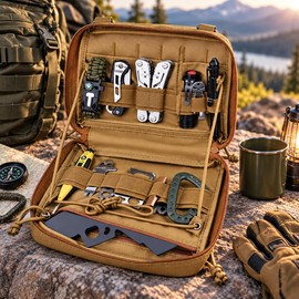 Military Tactical First Aid Kit Bag – MOLLE-Style Emergency EDC Organizer with Multiple Compartments, Tool Loops & Zipper Closure for Camping, Hiking & Outdoor Use