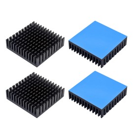 Skynew HS404-4 Heat Sink 4-Pack with Thermal Conductive Double Sided Tape, Aluminum, 1.6 x 1.6 x 0.4 inches (40 x 40 x 11 mm), Heat Runaway Protection, PC Cooling Fins