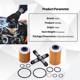 AWSZH 75038046110 Oil Filter Service Repair Kit Compatible with 690 R/Enduro/R/SMC/R/701 Enduro/Supermoto/Svartpilen/Vitpilen 2016 2017 2018 2019 2020 2021 2022 2023 kn155 kn651