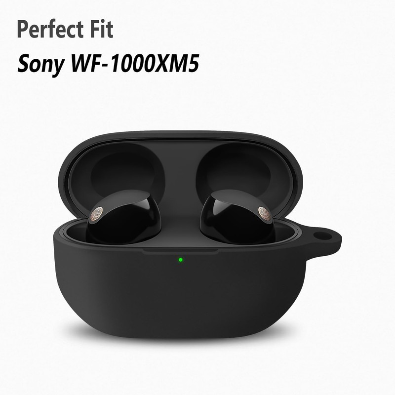 Geiomoo Silicone Case for Sony WF-1000XM5, Protective Cover with Carabiner