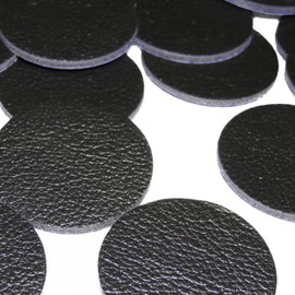 1" PREMIUM Adhesive Leather Furniture Pads Large Set 18 pcs Bumper Pads - Extra Strong Adhesive Hardwood Floor Protectors, Chair Leg Pads Wood Laminate Floors Counter Tops - Display Case More (Black)