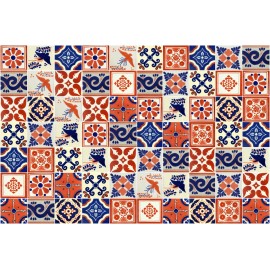 100 4x4 Mexican Ceramic Tiles Handmade Terracotta & Blue Mixed Designs