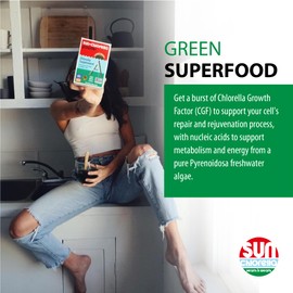 Sun Chlorella Sun Chlorella 200 mg Green Algae Superfood Supplement - Pulverized Cell Wall - Chlorophyll, CGF, Active B12, Iron, Protein - Non-GMO - 1500 Tablets