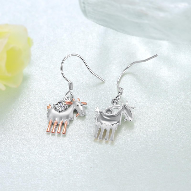 SVODEA Goat Earrings 925 Sterling Silver Animals Earrings Cute Animal