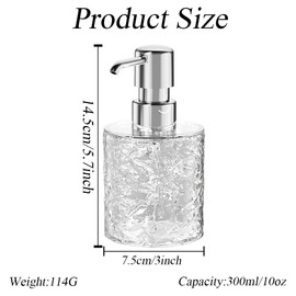 300ml/10oz Empty Transparent Plastic Round Soap Dispenser with Silver Pump Head Refillable Liquid Hand Countertop Soap Dispenser Crystal Lotion Bottle Container for Kitchen Bathroom
