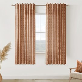 Floral Patterned Sheer Curtains 72 Inches Long,Farmhouse Boho Window Curtain Drapes 72 Inch Length 2 Panels Set for Living Room Bedroom,Terracotta