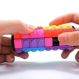 Magic 3D Puzzle Cube Rainbow Fidget Toys Cylinder Rotate Slide 7 Layers Educational Games for Kids Adults