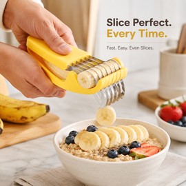 Stainless Steel Banana Slicer for Kitchen Food Prep – Quick Fruit, Sausage & Vegetable Cutter for Uniform Slices in Seconds
