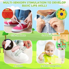 Montessori Toy from 1-3 Years, 20-in-1 Busy Board Soft Felt Book for Early Education, Quiet Book with Farm Theme, Busy Book for Car Trips, Gift Toy from 1-2-3-4 Years Girls Boys