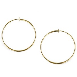 Nickel Free Earrings Hoop Simple Earrings 4.5 cm Metal Allergy jewelvox (Jewel Box) nonho-rupiasu Hoop Earrings - golden