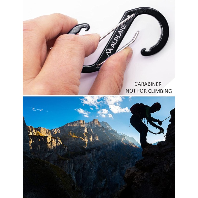 ALPLAKE ® - Pack of 4 Material Carabiners, Double Carabiner,