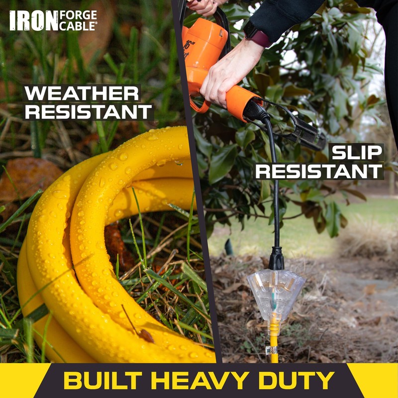 IRON FORGE CABLE 15 Foot Lighted Outdoor Extension Cord with