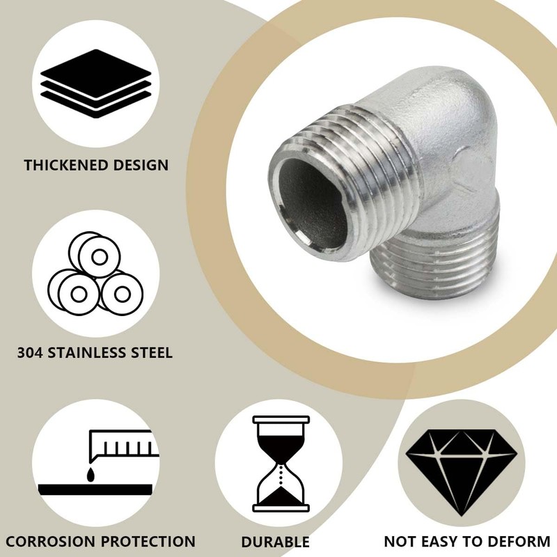 Bwintech 3 Pcs 90 Degree 3/4" Male to 3/4" Male