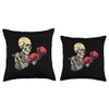 Happy boxing Skeleton with Gloves Throw Pillow