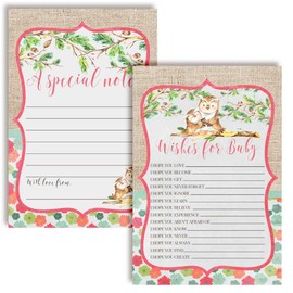 Amanda Creation “Guess Whooo” Cute Owl Girl Baby Wishes Cards 20, 4"x6" - Great Keepsake and Fun Activity for Baby Showers - Wishes for Baby Keepsakes Last Generations - Fill-In, Double-Sided Cards