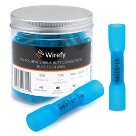 Wirefy 150 Wire Connectors - Wire Butt Connectors Heat Shrink - Heat Shrink Crimp Connector for Wiring - Electric Marine Grade Connector Waterproof Butt Splice Electrical Kit