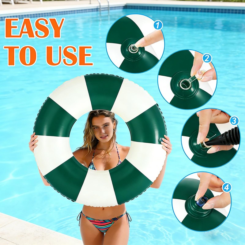 4Pcs Inflatable Pool Float for Adults 31 Inch Classic Striped