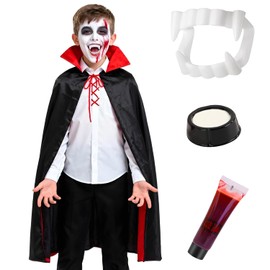 Sugarzoon Capa de Disfraz Vampiro Halloween para hombre mujer, Reversible, Niños la capa de vampirismo del traje cosplay, Bailes de disfraces y fiestas temáticas(140CM)