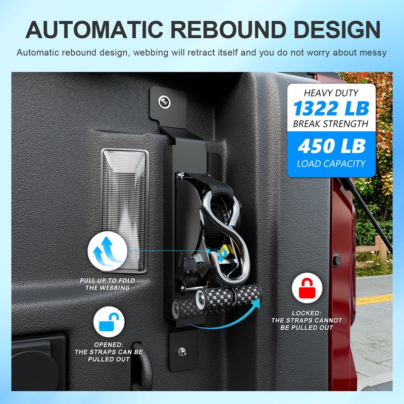 SZYANG 2PCS Retractable Tie Down Straps Compatible with 2020-2025 Jeep