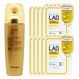 Tony Moly Intense Care Gold 24K Snail Emulsion + Master Lab Vitamin C Mask Sheet 10 sheets free / 토니모리 인텐스 케어 골드 24K 스네일 에멀전+마스터랩 비타민C 마스크시트 10매 증정