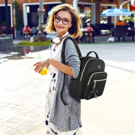 MATEIN Mini Backpack for Women, Waterproof Stylish Daypack Purse Shoulder Bag with USB Charging Port, Lightweight Small Casual Daily Travel Backpack, Lady Girls Gifts for Work School, 2pcs Sets, Black